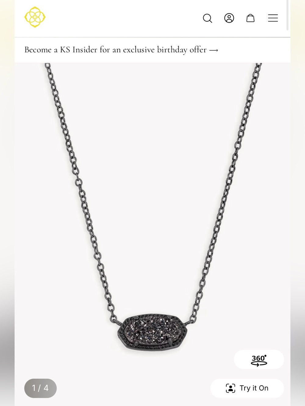 Kendra Scott Elisa Pendant Necklace in Black Drusy